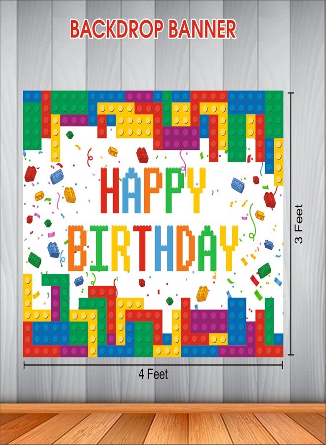 Party Baazaar Building Block Birthday Backdrop 4x3 Ft | Backdrops for Decoration | Birthday Decoration Backdrop | Banner for Kids Theme Party - Image 3